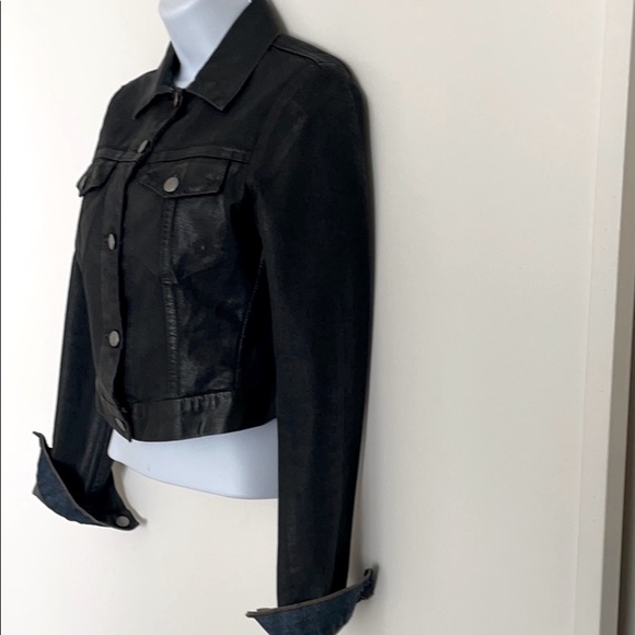 Andrew Mackenzie denim cropped black jacket Sz 38 - Picture 3 of 13